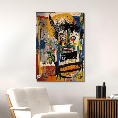 Visione Della Follia Stile Jean-Michel Basquiat ibsq1 quadro stampato su tela