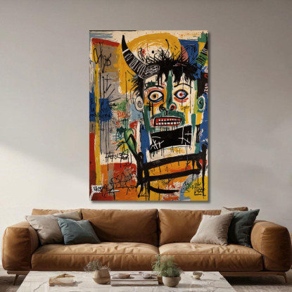 Visione Della Follia Stile Jean-Michel Basquiat ibsq1 quadro stampato su tela