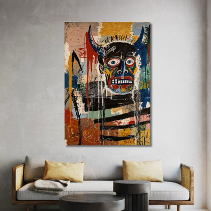 Distorsione Astratta Reinterpretazione Jean-Michel Basquiat ibsq2 quadro stampato su tela