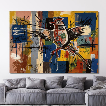 Volo Astratto Ispirato A Jean-Michel Basquiat ibsq3 quadro stampato su tela