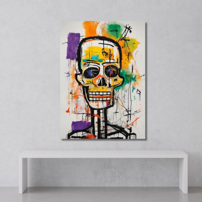 Caos Della Mente Ispirato A Jean-Michel Basquiat ibsq6 quadro stampato su tela