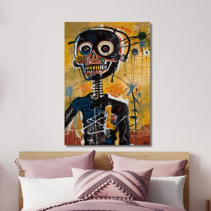 Teschio Cibernetico Stile Jean-Michel Basquiat ibsq7 quadro stampato su tela