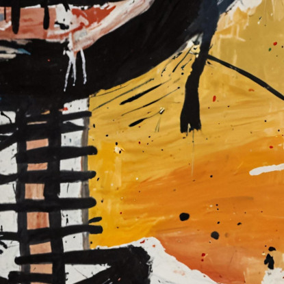 Teschio Cibernetico Stile Jean-Michel Basquiat ibsq7 quadro stampato su tela