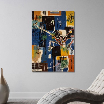 Caos Disarticolato Reinterpretazione Jean-Michel Basquiat ibsq8 quadro stampato su tela