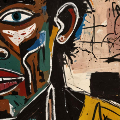 Visione Distorta Ispirato A Jean-Michel Basquiat ibsq9 quadro stampato su tela