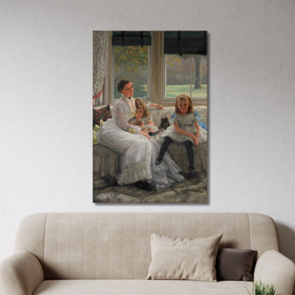 Ritratto Della Signora Catherine Smith Gill E Due Dei Suoi Figli James Tissot jts78 quadro stampato su tela