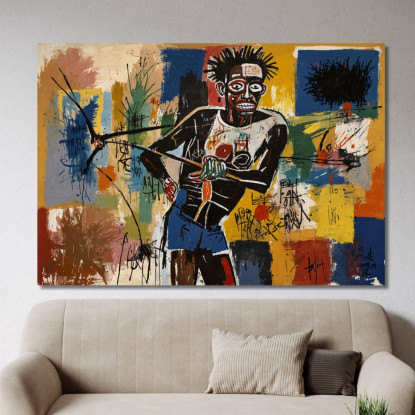 Pescatore Reinterpretazione Jean-Michel Basquiat ibsq11 quadro stampato su tela
