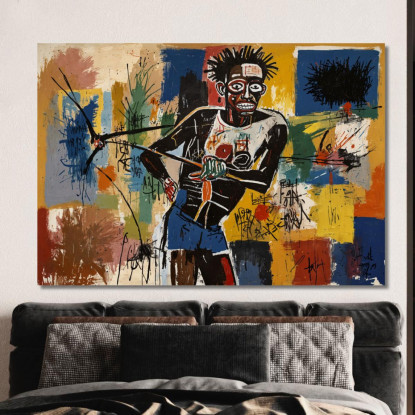Pescatore Reinterpretazione Jean-Michel Basquiat ibsq11 quadro stampato su tela
