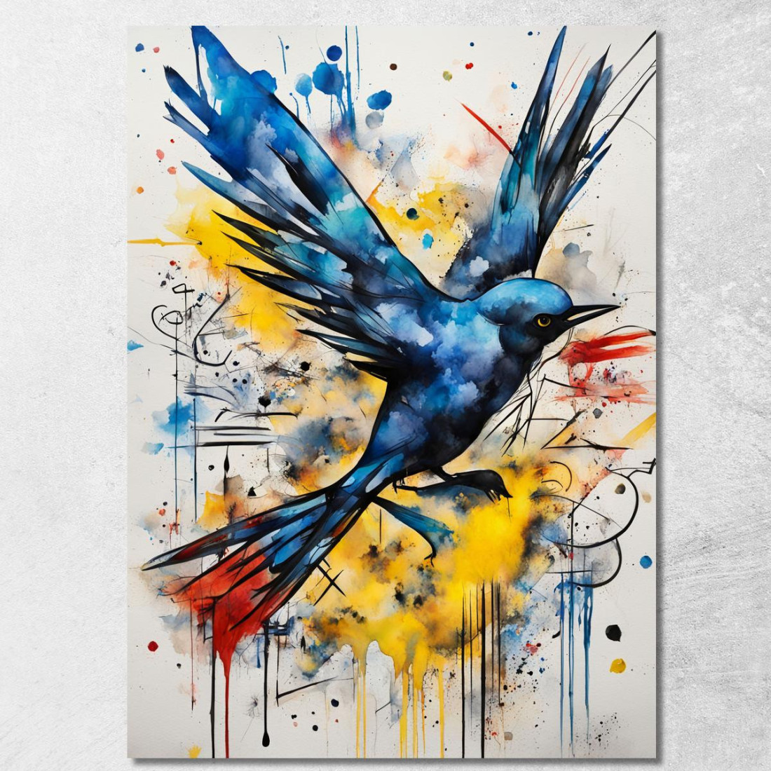 Volo Attraverso Il Caos Ispirato A Jean-Michel Basquiat ibsq12 quadro stampato su tela