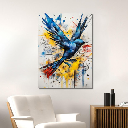 Volo Attraverso Il Caos Ispirato A Jean-Michel Basquiat ibsq12 quadro stampato su tela