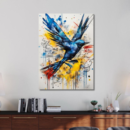 Volo Attraverso Il Caos Ispirato A Jean-Michel Basquiat ibsq12 quadro stampato su tela