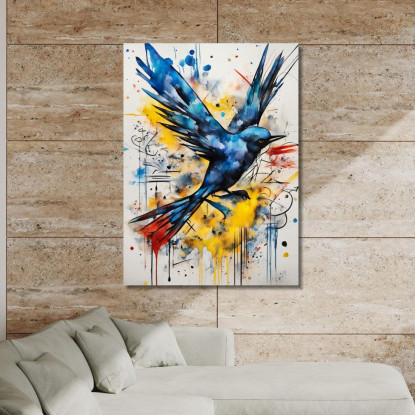 Volo Attraverso Il Caos Ispirato A Jean-Michel Basquiat ibsq12 quadro stampato su tela