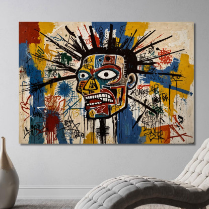 Identità Fratturata Stile Jean-Michel Basquiat ibsq13 quadro stampato su tela