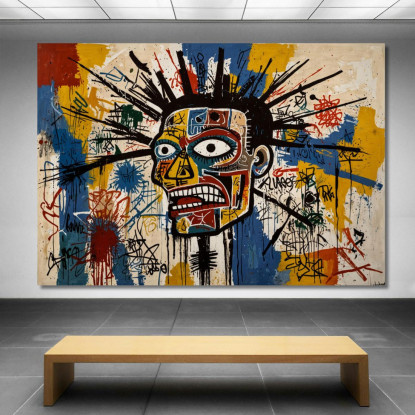Identità Fratturata Stile Jean-Michel Basquiat ibsq13 quadro stampato su tela