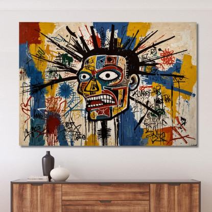 Identità Fratturata Stile Jean-Michel Basquiat ibsq13 quadro stampato su tela
