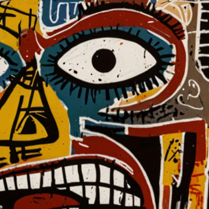 Identità Fratturata Stile Jean-Michel Basquiat ibsq13 quadro stampato su tela