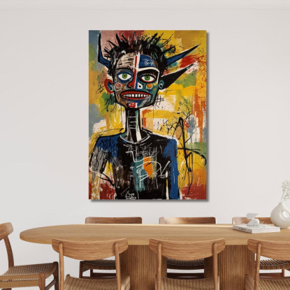 Identità Frammentata Nel Caos Reinterpretazione Jean-Michel Basquiat ibsq14 quadro stampato su tela