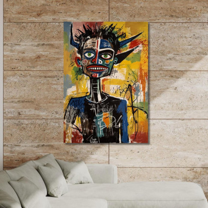 Identità Frammentata Nel Caos Reinterpretazione Jean-Michel Basquiat ibsq14 quadro stampato su tela