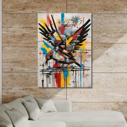Volo Geometrico Ispirato A Jean-Michel Basquiat ibsq15 quadro stampato su tela