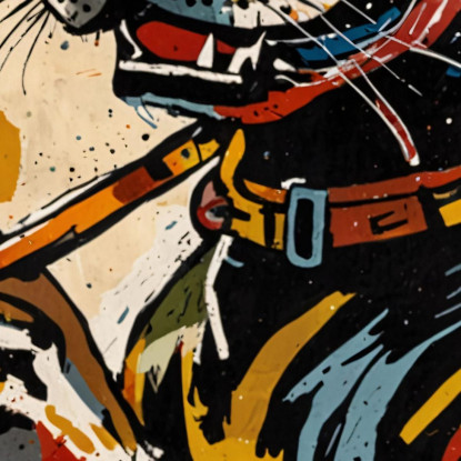 Cane Jazz Stile Jean-Michel Basquiat ibsq16 quadro stampato su tela