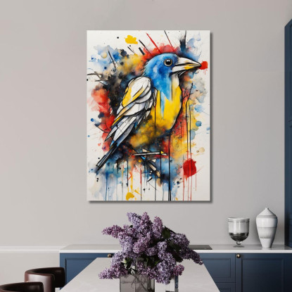 Sogno Aviario Al Neon Ispirato A Jean-Michel Basquiat ibsq18 quadro stampato su tela