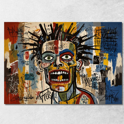 Urlo Al Neon Stile Jean-Michel Basquiat ibsq19 quadro stampato su tela