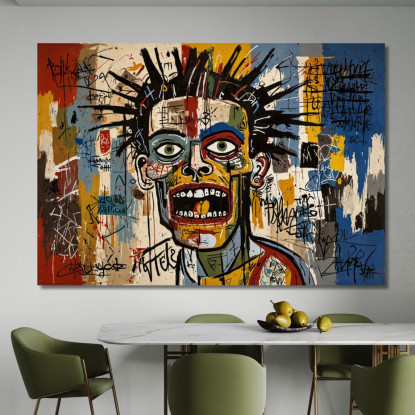 Urlo Al Neon Stile Jean-Michel Basquiat ibsq19 quadro stampato su tela