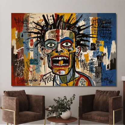 Urlo Al Neon Stile Jean-Michel Basquiat ibsq19 quadro stampato su tela