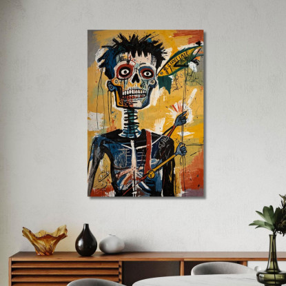 Sguardo Scheletrico Ispirato A Jean-Michel Basquiat ibsq21 quadro stampato su tela