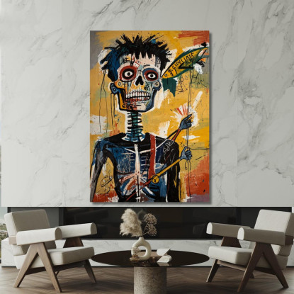 Sguardo Scheletrico Ispirato A Jean-Michel Basquiat ibsq21 quadro stampato su tela