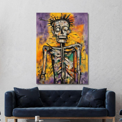 Re Scheletrico Stile Jean-Michel Basquiat ibsq22 quadro stampato su tela