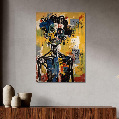 Ribellione Scheletrica Reinterpretazione Jean-Michel Basquiat ibsq23 quadro stampato su tela