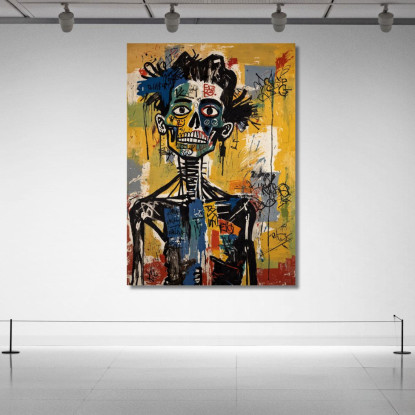 Ribellione Scheletrica Reinterpretazione Jean-Michel Basquiat ibsq23 quadro stampato su tela