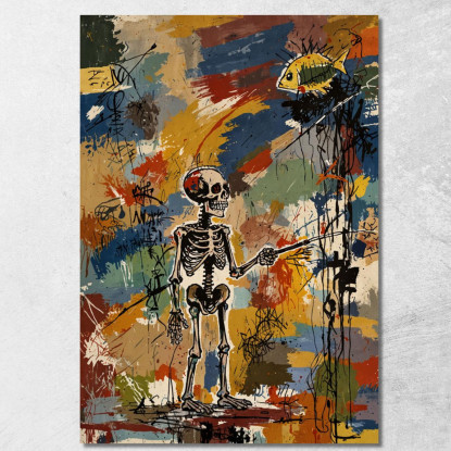Patto Dello Scheletro Ispirato A Jean-Michel Basquiat ibsq24 quadro stampato su tela