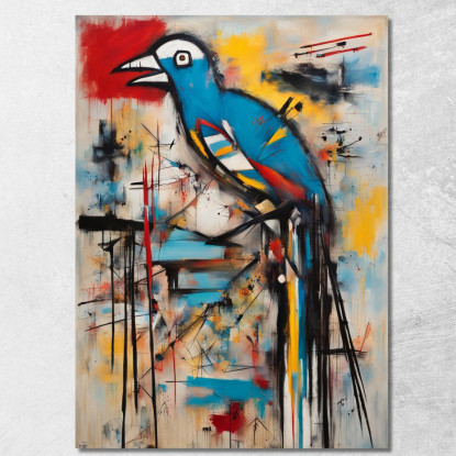 L'Uccello Del Caos Stile Jean-Michel Basquiat ibsq25 quadro stampato su tela