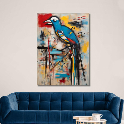 L'Uccello Del Caos Stile Jean-Michel Basquiat ibsq25 quadro stampato su tela