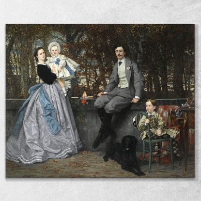 Ritratto Del Marchese E Della Marchesa Di Miramon E Dei Loro Figli James Tissot jts80 quadro stampato su tela