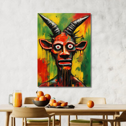 Lo Sguardo Della Capra Ispirato A Jean-Michel Basquiat ibsq27 quadro stampato su tela