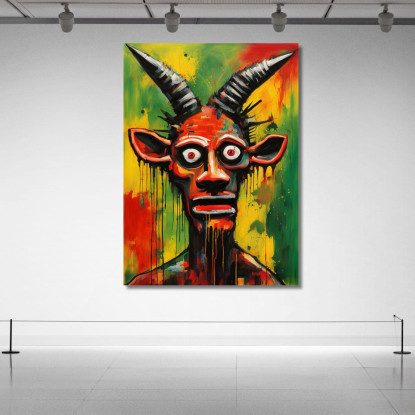 Lo Sguardo Della Capra Ispirato A Jean-Michel Basquiat ibsq27 quadro stampato su tela