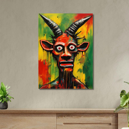 Lo Sguardo Della Capra Ispirato A Jean-Michel Basquiat ibsq27 quadro stampato su tela