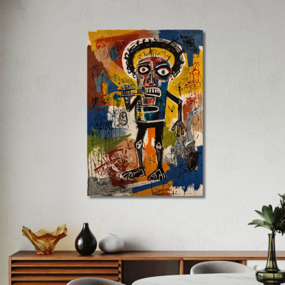 Lo Scheletro Del Jazz Ispirato A Jean-Michel Basquiat ibsq30 quadro stampato su tela