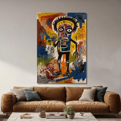 Lo Scheletro Del Jazz Ispirato A Jean-Michel Basquiat ibsq30 quadro stampato su tela