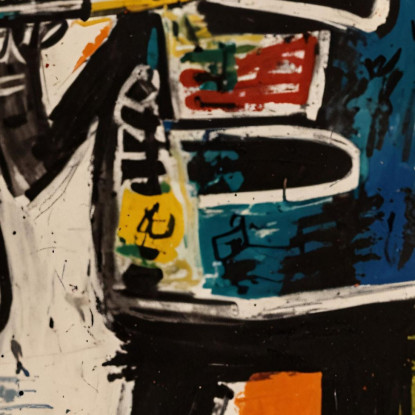 Lo Scheletro Del Jazz Ispirato A Jean-Michel Basquiat ibsq30 quadro stampato su tela