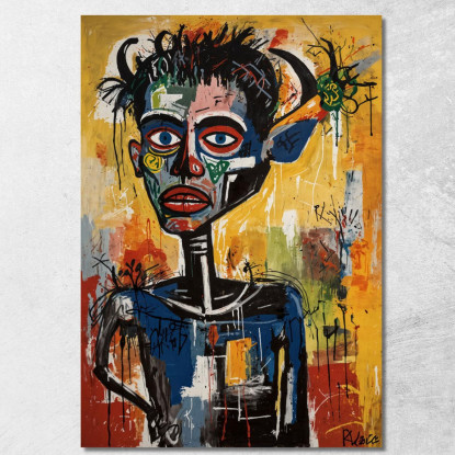 Il Visionario Mascherato Stile Jean-Michel Basquiat ibsq31 quadro stampato su tela