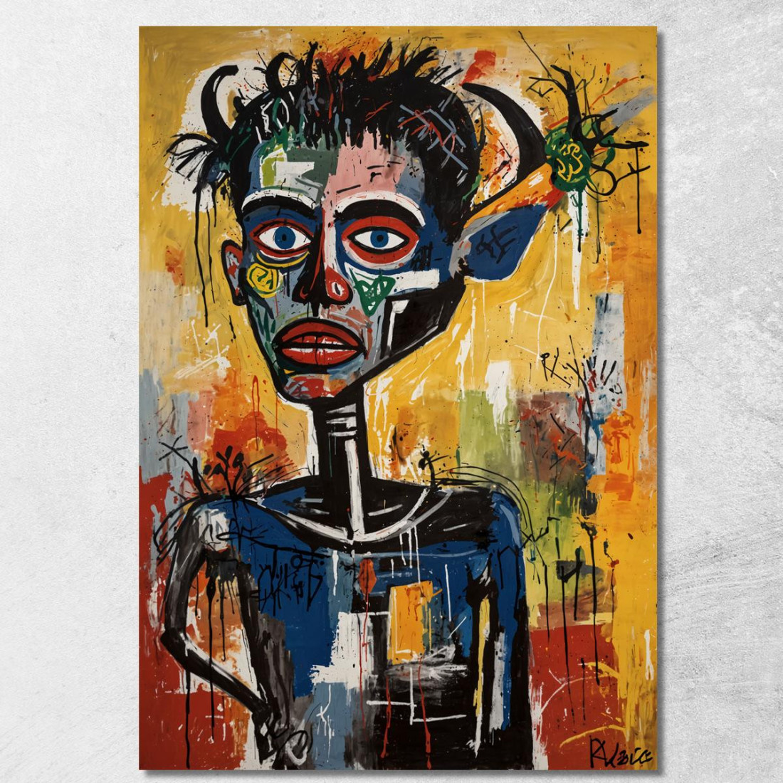 Il Visionario Mascherato Stile Jean-Michel Basquiat ibsq31 quadro stampato su tela