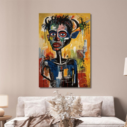 Il Visionario Mascherato Stile Jean-Michel Basquiat ibsq31 quadro stampato su tela