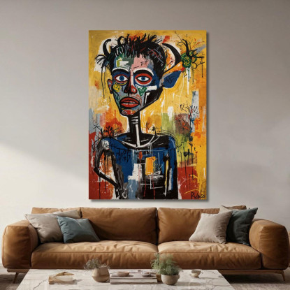 Il Visionario Mascherato Stile Jean-Michel Basquiat ibsq31 quadro stampato su tela