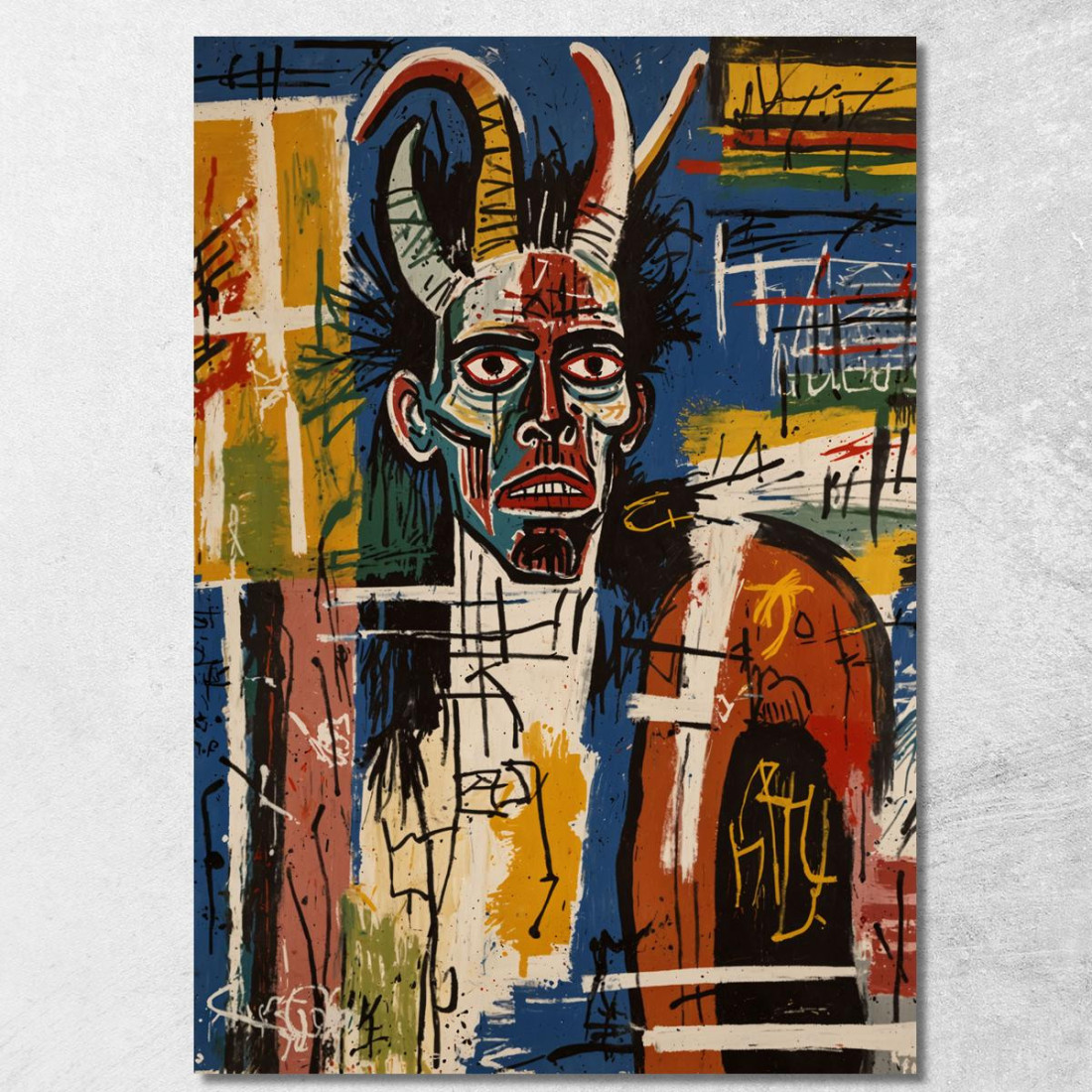 Anima Tormentata Ispirato A Jean-Michel Basquiat ibsq33 quadro stampato su tela