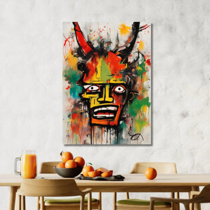 Totem Urbano Stile Jean-Michel Basquiat ibsq34 quadro stampato su tela