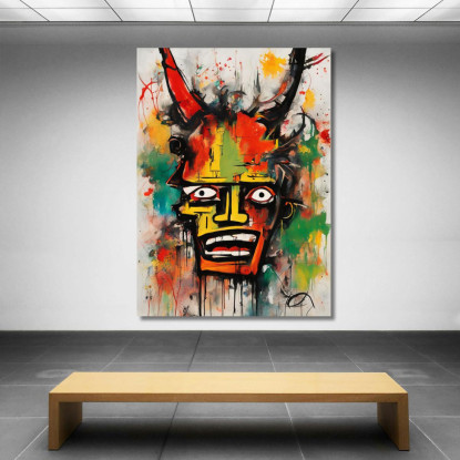 Totem Urbano Stile Jean-Michel Basquiat ibsq34 quadro stampato su tela